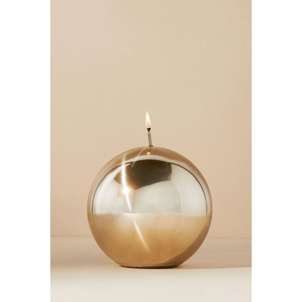 Anthropologie Metallic Sphere Candle Gold Large